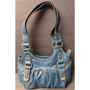 Rosetti Teal Shoulder Purse Handbag Crinkle Pebbled PVC 11x6" Pretty Petite Bag